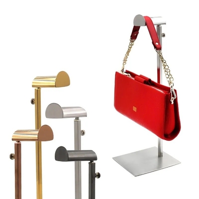 Height Adjustable Metal Retail Display Stainless Steel Handbag Display Stand For Shopping Mall