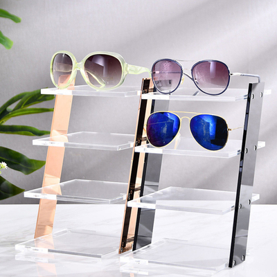 Custom Clear Acrylic Stands 4 Layer Countertop Display Rack For Sunglasses