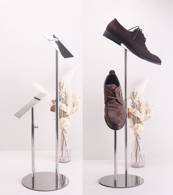 Présentoirs à chaussures à deux têtes avec miroir, présentoir à chaussures argenté pour hommes et femmes