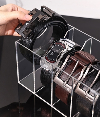 multi Divisions 12.5cm Acrylic Display Stands Holder Belt Display Stands For Storage Box