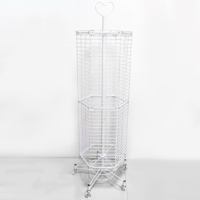 Supermarché étagères en maille métallique rotative étagères lourdes sur roulettes 134cm