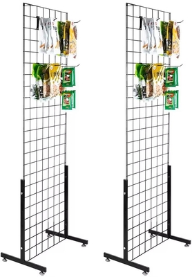 Présentoirs personnalisés en fil métallique noir avec crochets de suspension, présentoir en grille métallique