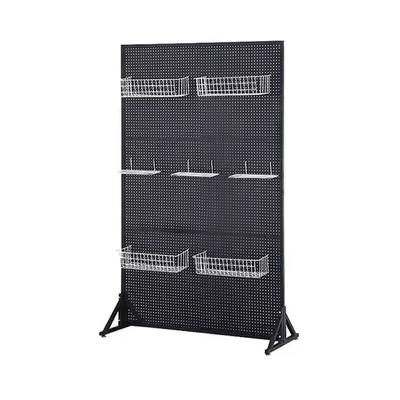 Expositions en libre-service d'affichage en métal Stand Peg Board Rack d'affichage avec roues