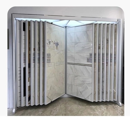 Page Turning Stone Sample Display Rack Free Standing Metal Wing Ceramic Tile Display Rack