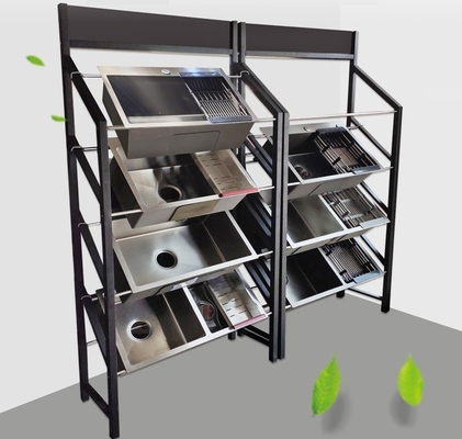 Sink Metal Display Rack Double Slot Stainless Steel Store Shelving Units For Kitchen