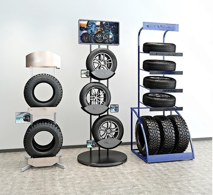 Custom Silksreen Logo Metal Display Stands Trade Show Tire Storage Rack