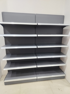 Grey White Gondola Store Shelving 65kg Capacity Black Gondola Shelving Units