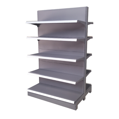 Double Sided Metal Display Rack Gondola Retail Shelving 1900mm With Pegboard Boards