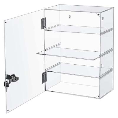 Acrylic Display Case with Lock Key Clear Showcase Display Cabinet Storage Box/Bins for Figures Lego
