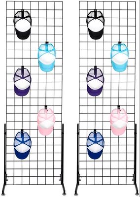 Customized Black Metal Wire Display Racks Hanging Hook Metal Grid ...
