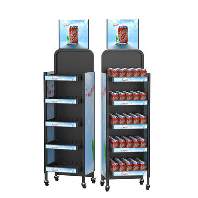 Pos Unit Storage Metal Wheeled POP POS Display Kiosk Stand Pos Display Units For ...
